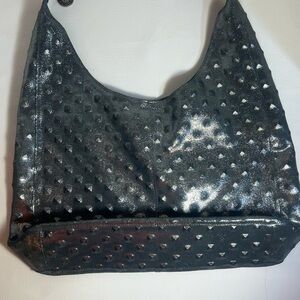 Streets Ahead Carrie Silver Metallic Pyramid Embossed Hobo Purse
